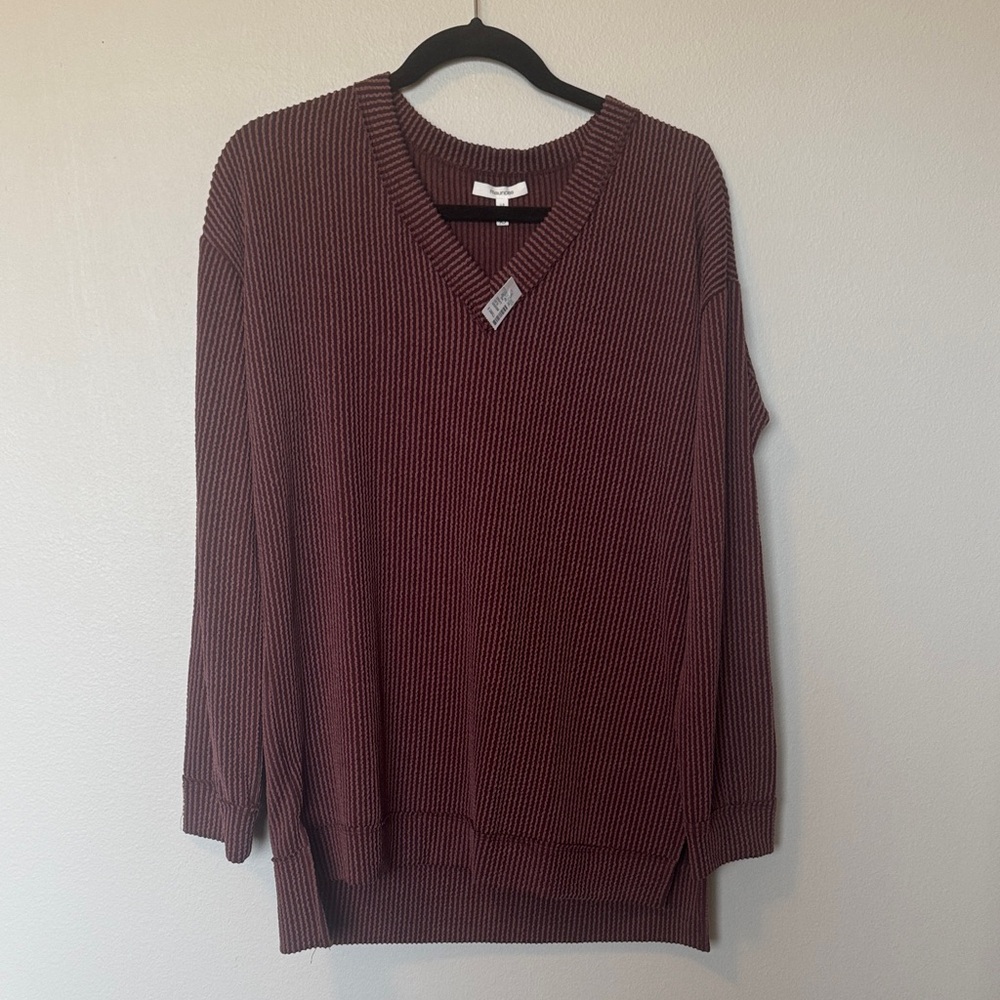 Maurices NWT Ribbed V-Neck Sweater Burgundy/Purple